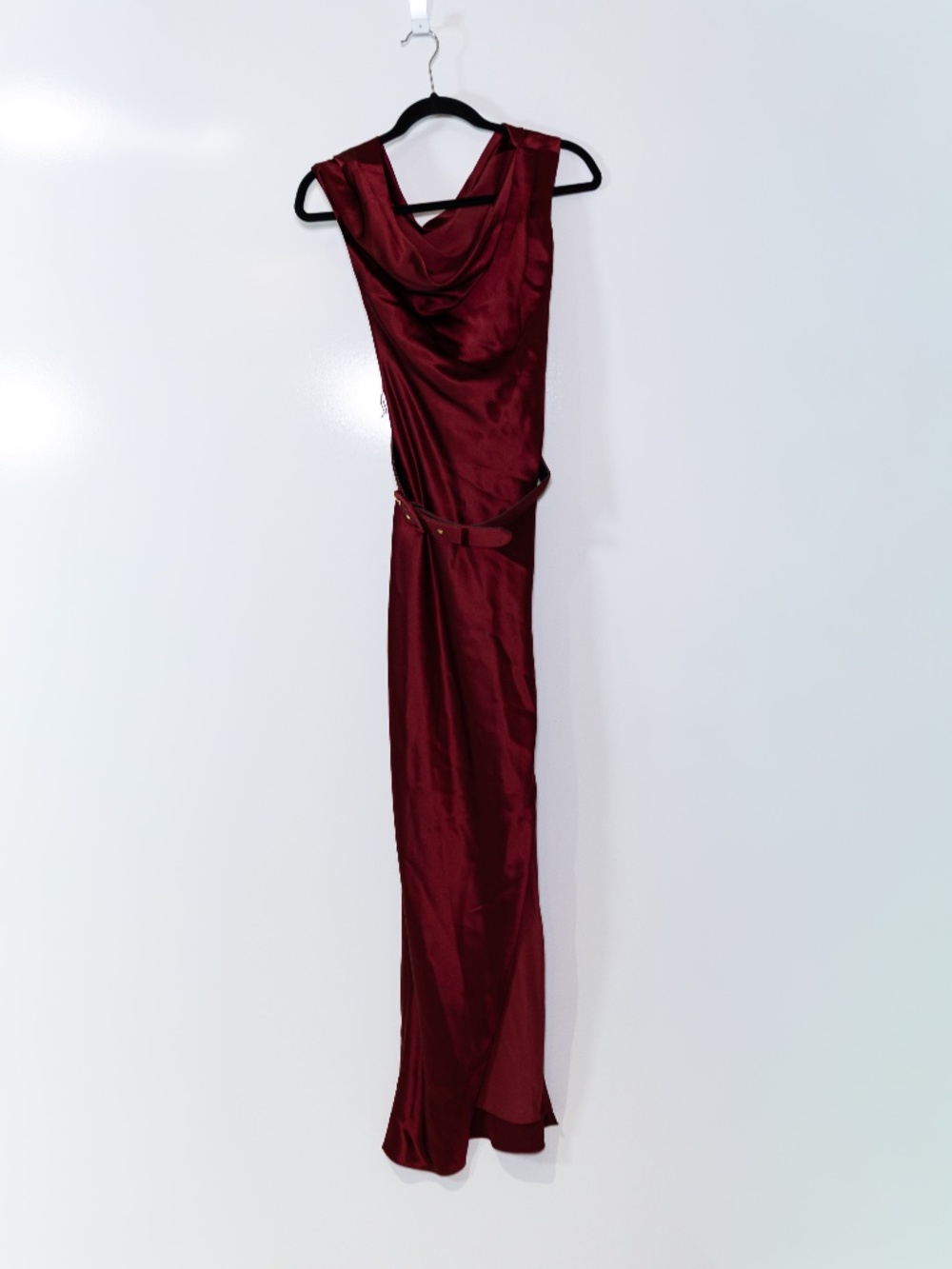 Nicholas Eartha Off The Shoulder Belted Evening Cocktail Party Dress Plum Red 4